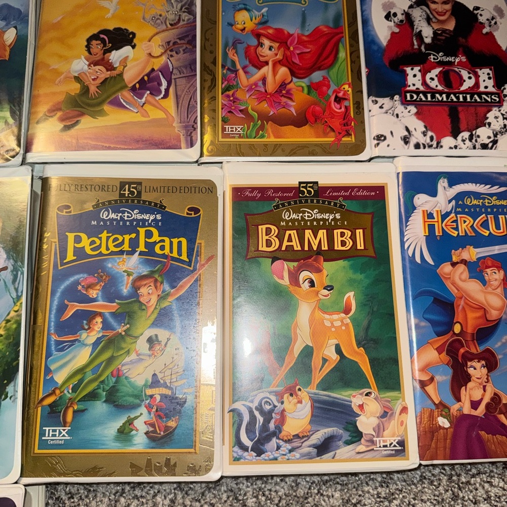 Walt Disney VHS Classics Lot - Peter Pan, Bambi, The Little Mermaid